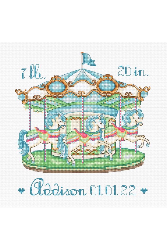 Counted Cross Stitch Kit LetiStitch Baby Carousel L8047
