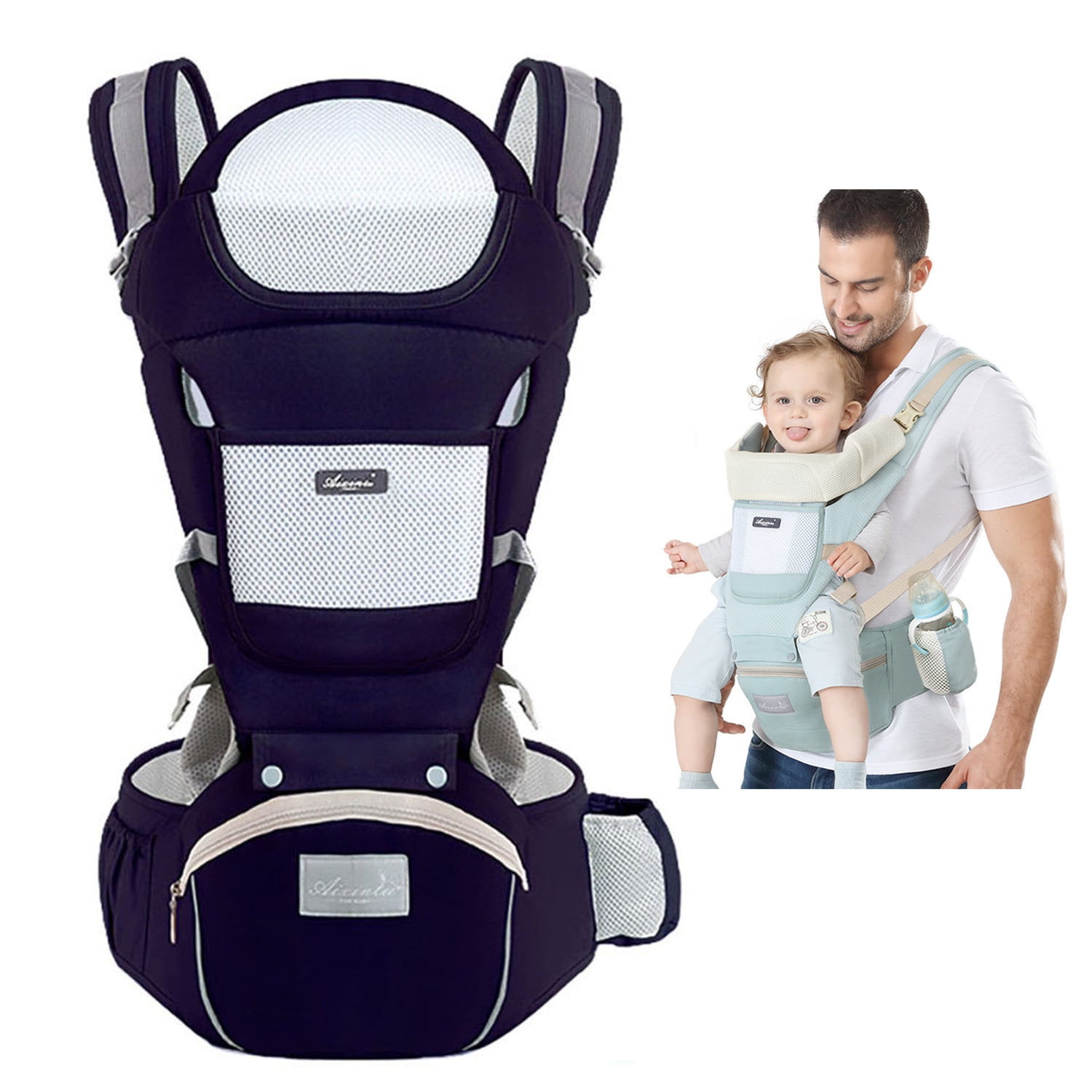Baby Carrier 4 in 1 Baby Sling Carrier Front and Back Adjustable Breathable with Hip Seat Lumbar Support Baby Wrap Carriers Newborn Baby Carrier for
