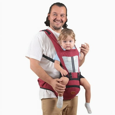 Baby Carrier, 6-in-1 Ergonomic Baby Carrier with Hip Seat Diaper Pocket Front and Back Baby Sling with Waist Stool Lumbar Support for Breastfeeding Newborn to Toddler, Up 50lbs（red）