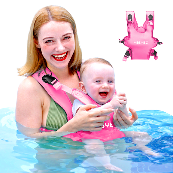 Baby Carrier, Dual-Use Adjustable Baby Sling Support Infant Chest Holder with Drawstring Backpack for Newborn to Toddler 13-33 lbs Swimming Pool Beach Land (Pink)