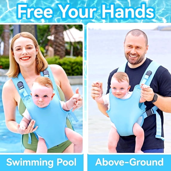 Baby Carrier, Dual-Use Adjustable Baby Sling Support Infant Chest Holder with Drawstring Backpack for Newborn to Toddler 13-33 lbs Swimming Pool Beach Land