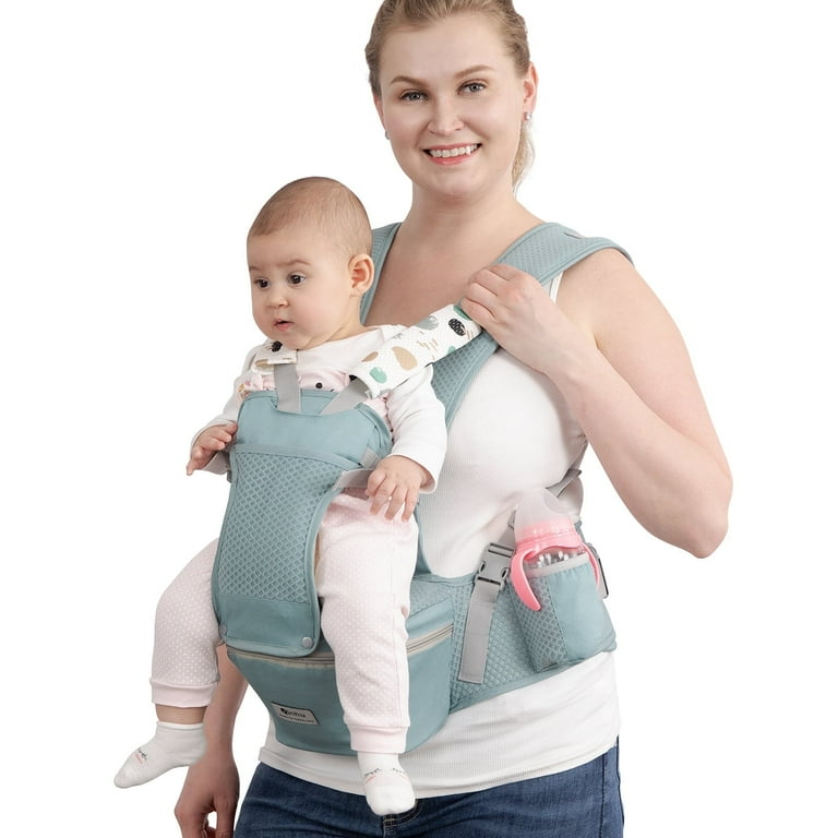 Baby Carrier with Hip Seat for Newborn to Toddler, 6-in-1 Carrier for 0-36 Month Baby, Soft Breathable Sling with Waist Stool and Easily Adjustable Baby Carrier with Hip Seat for Newborn to Toddler, 6-in-1 Carrier for 0-36 Month Baby, Soft Breathable Sling with Waist Stool and Easily Adjustable