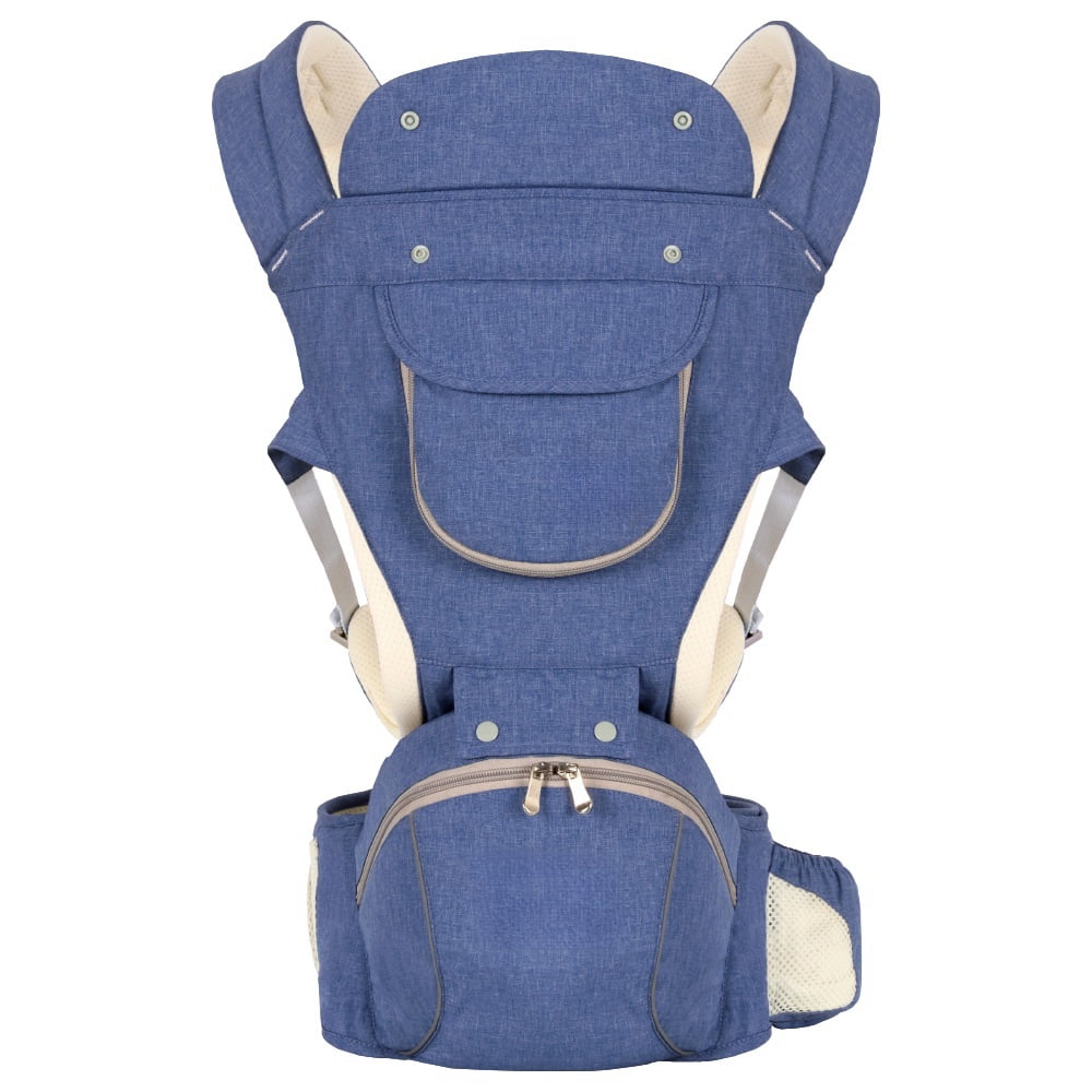 Baby Carrier Newborn to Toddler with Hood All Position Baby Hip Carrier, 3-in-1 Ergonomic Infant Carrier Soft Baby Holder 3 to 36 Months,4 Season/All Seasons (Dark Blue)