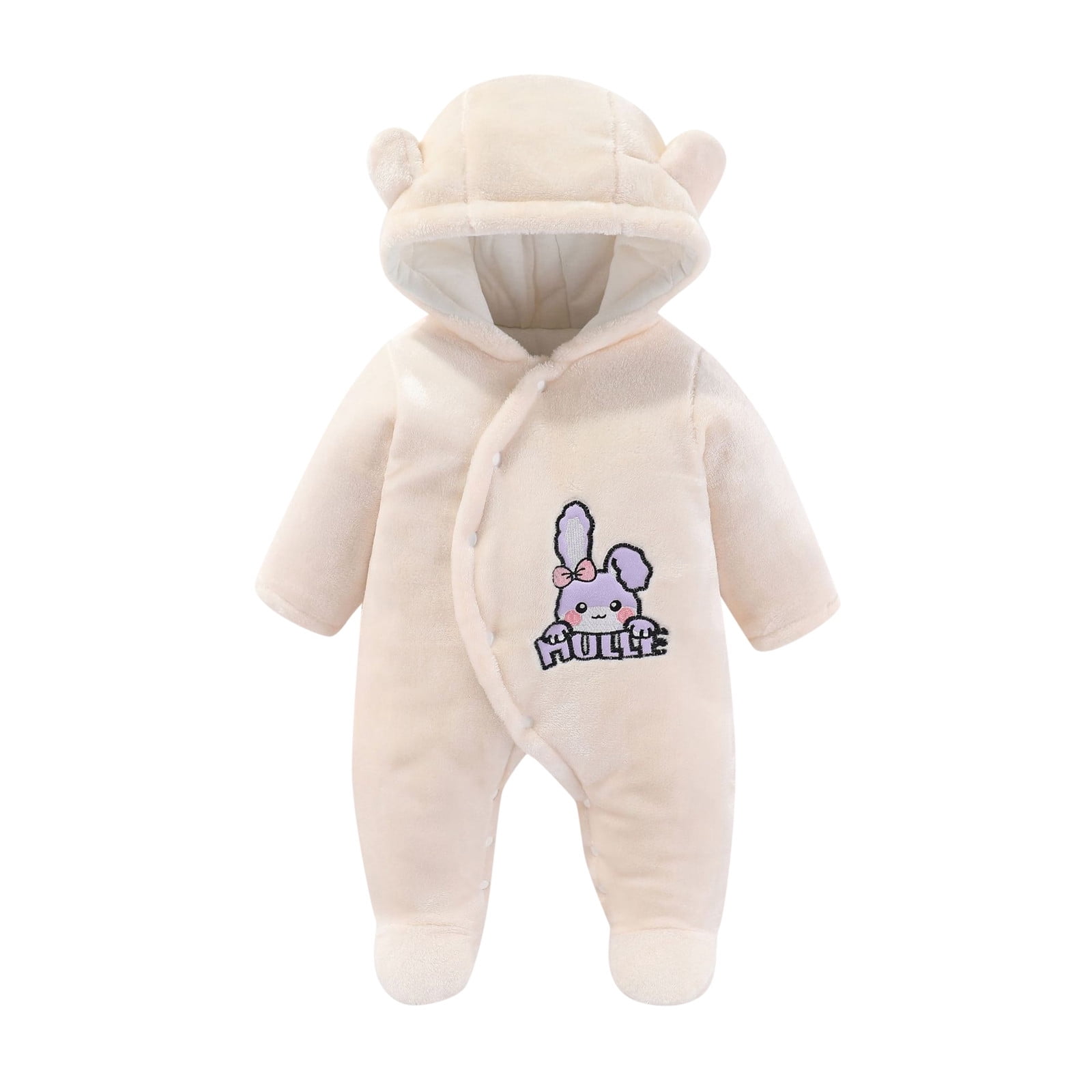 Baby Cartoon Onesie Baby Snowsuit Jumpsuit Hooded Footie Thick Winter