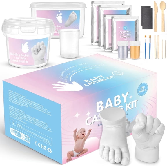 Baby Casting Kit Hand and Feet, for Babies 0-9 Months & Foot Molding, DIY Footprint Keepsake, Perfect First Birthday, New Mom Christmas Gift