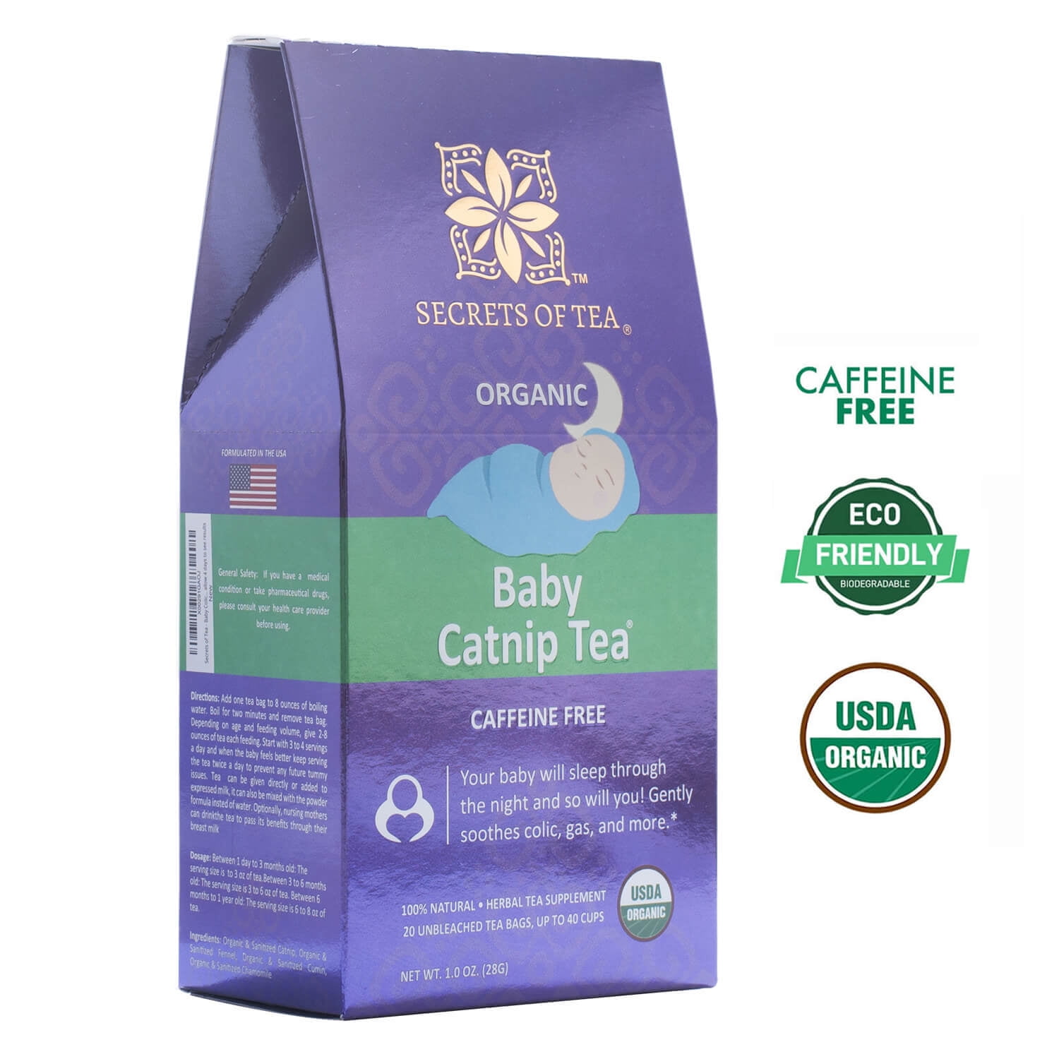 Baby GAS Relief, Colic, Acid Reflux, Constipation Relief Herbal Tea by Oomi - USDA Organic 30 Servings - Caffeine & Gluten Free - Help Baby Sleep