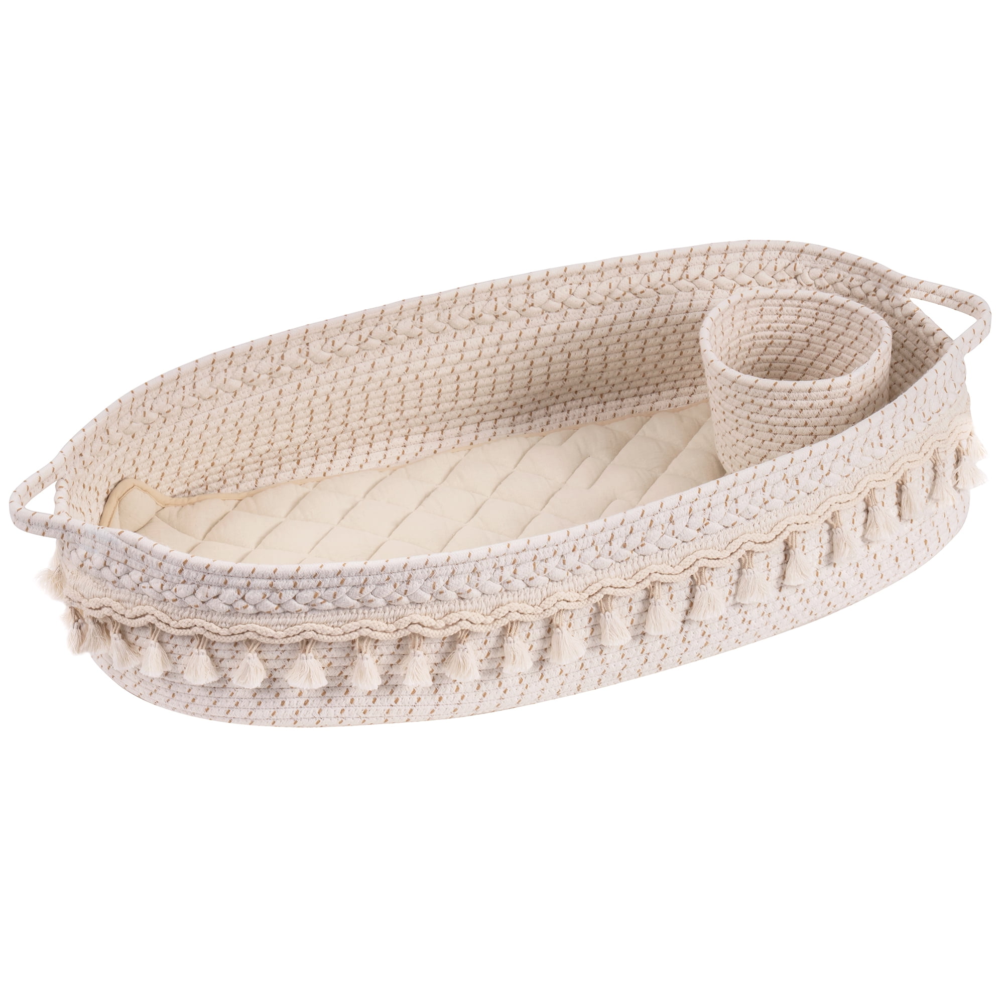 Moses White Rope Basket Doll Accessory With A Soft Pad And A