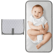 Baby Changing Pad, 1pc Portable Changing Pads for Newborn Girl & Boy by Comfy Cubs Grey Pattern, Compact