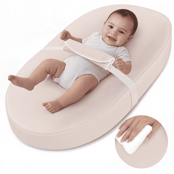 Baby Changing Pad, Caveen Wipeable Baby Changing Station for Diaper Change and Dresser, with Waterproof PU Cover and Non-Slip Bottom, Portable,Pink