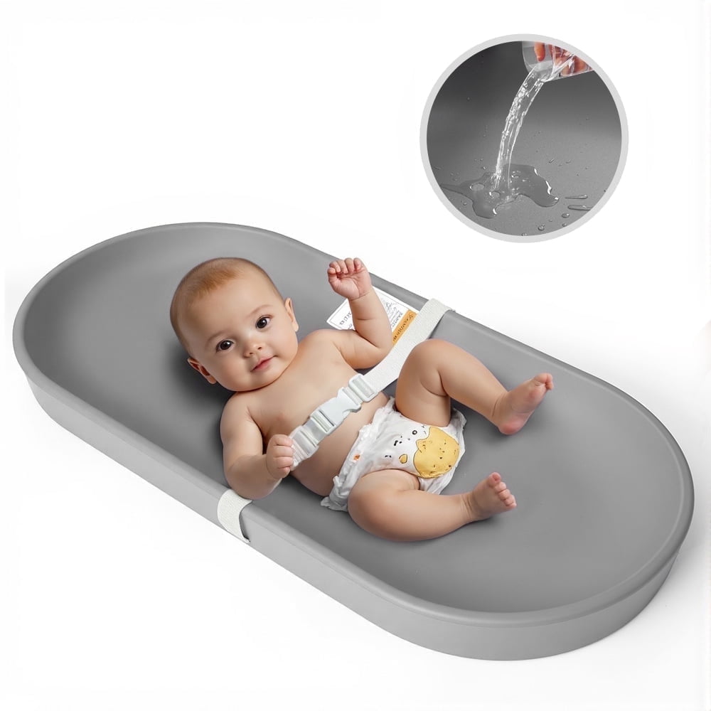 Baby Changing Pad, Caveen Lightweight and Portable Changing Station for Diaper Change and Dresser, with Safety Restraint Belt, Waterproof ,Dark Grey