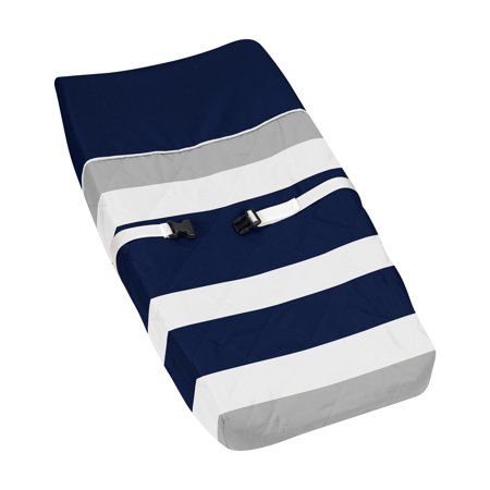 Baby Changing Pad Cover for Navy Blue and Gray Stripe Collection by Sweet Jojo Designs