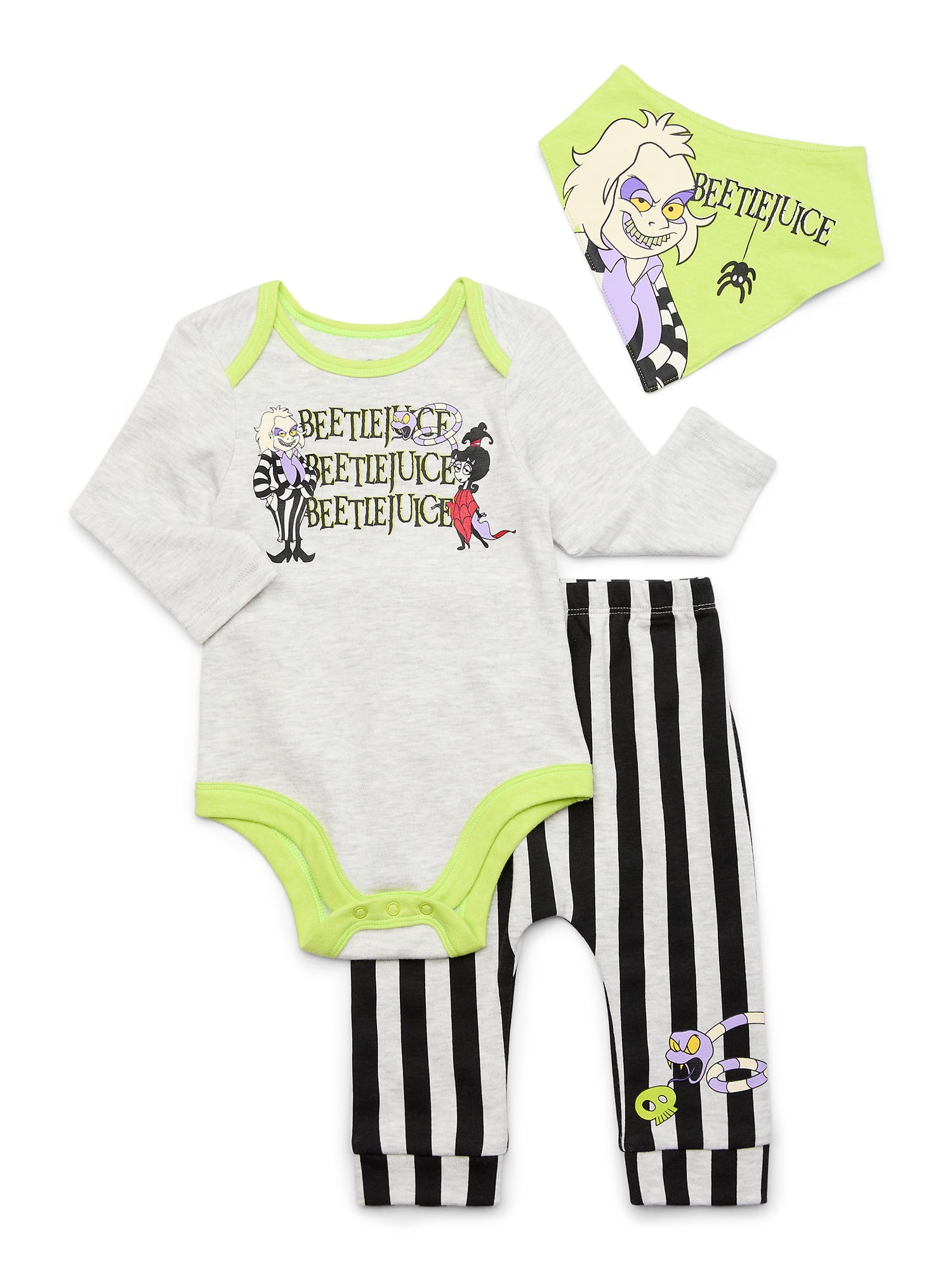 Baby Character Halloween Long-Sleeve Bodysuit, Pants, and Bib Outfit Set, 3-Piece, Sizes Newborn-12 Months