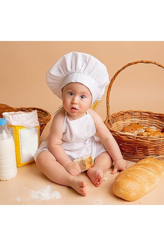 Baby Chef Photography 2 Pieces Outfit Sets for Baby Photoshoot Adorable Chef Hat and Apron Ensemble for Photography Sessions
