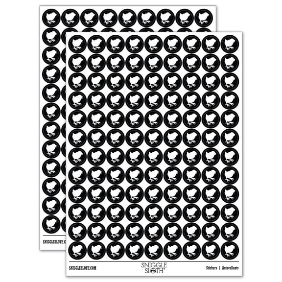 Baby Chick Chicken Standing Solid 200+ Round Stickers - Black - Matte Finish - 0.50" Size