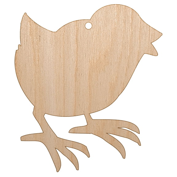 Baby Chick Chicken Standing Solid Wood Holiday Christmas Tree Ornament Unfinished DIY Pre-Drilled Craft