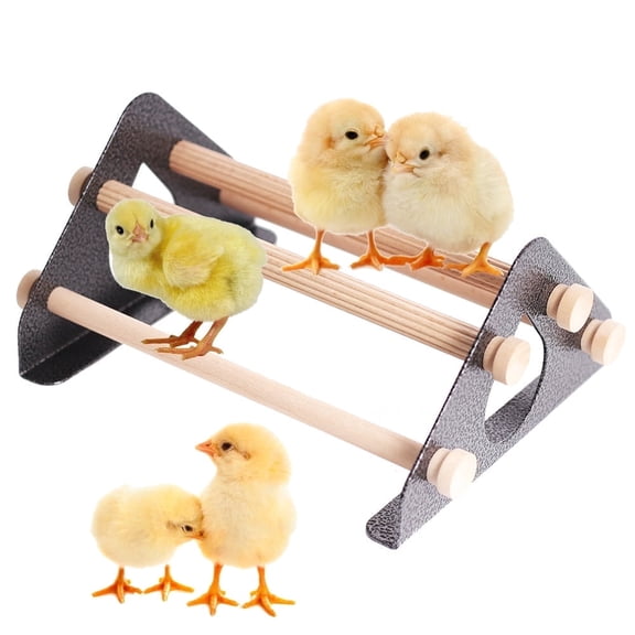 Baby Chick Perch, Durable Metal Stand with Natural Wooden Roosting Bars for Coop and Brooder, Training Chicken Roosting Perches for Mini Baby Chicks, Easy to Assemble, Fun Toys