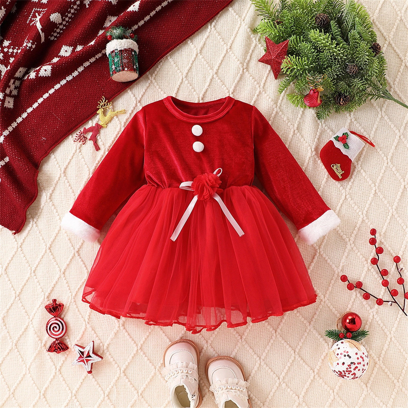Baby Christmas Dress Sleeveless Tutu Red Dress Girls Toddler Girl — free download