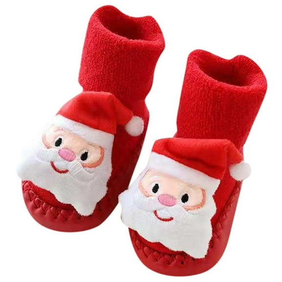 Baby Christmas Holiday Floor Socks Non- First Step Socks for Boys and Girls Red 13