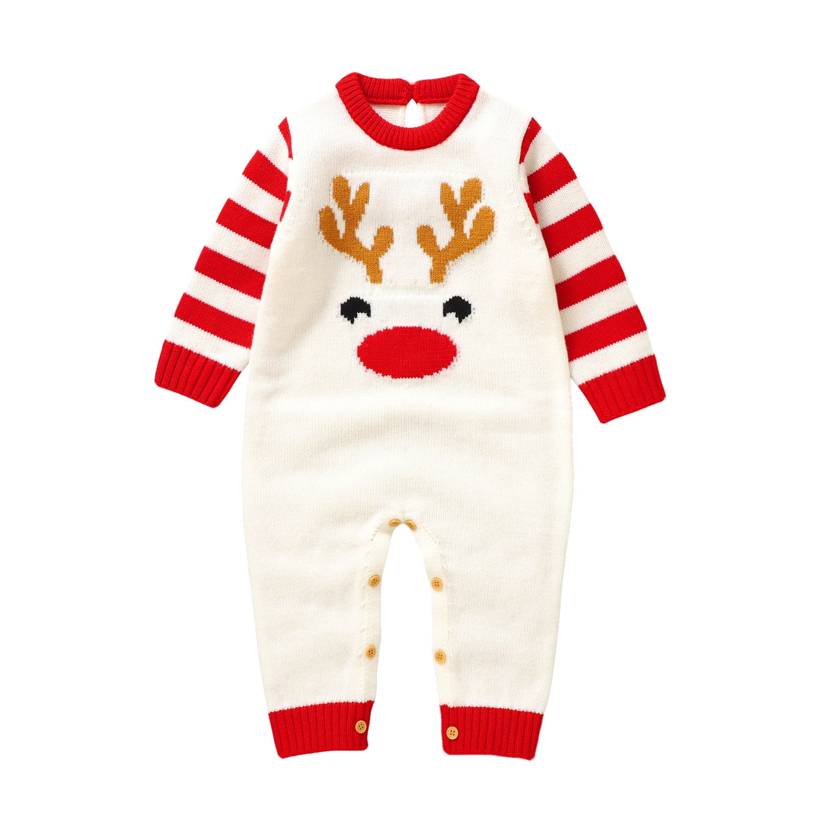 Baby Christmas Outfit Long Sleeve Warm Christmas Patterns Romper