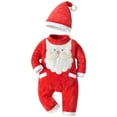 thumbnail image 1 of Baby Christmas Outfit My First Christmas Baby Girl Boy Outfit Footed Romper Santa Hat 2Pcs, 1 of 8