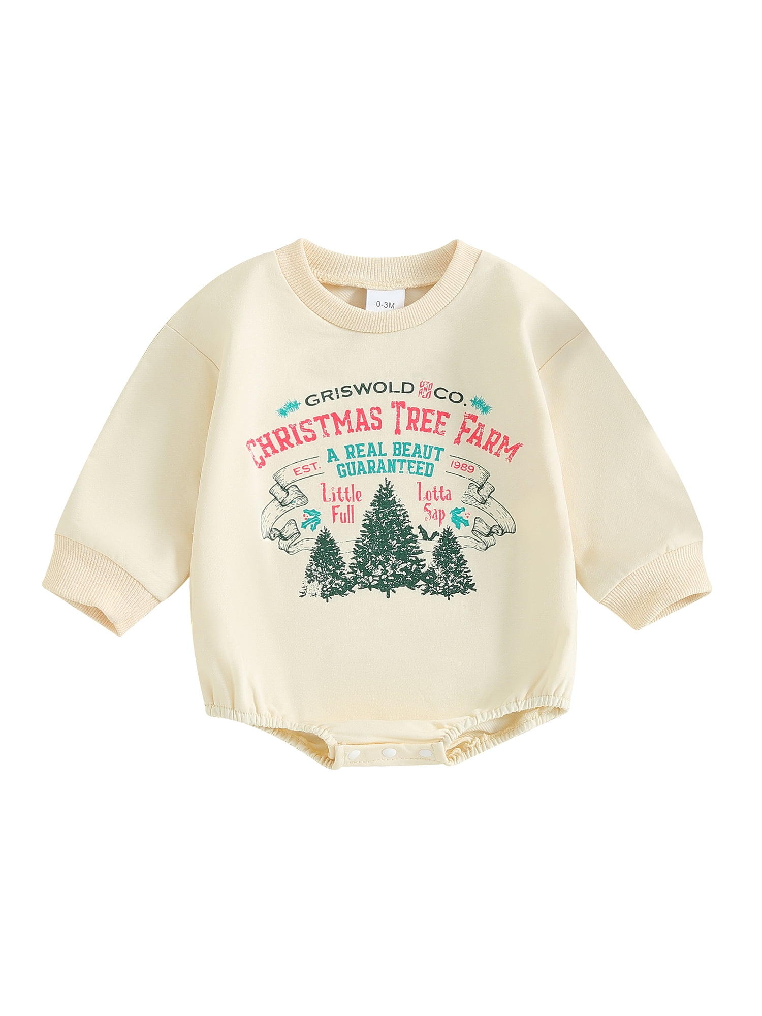 Baby Christmas Romper Cute Tree/Star Letter Print Long Sleeve Bodysuit