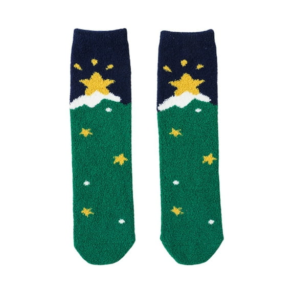 Baby Christmas Socks Cartoon Coral Velvet Stockings Children's Stockings Thickened Warm Sleeping Straight Socks