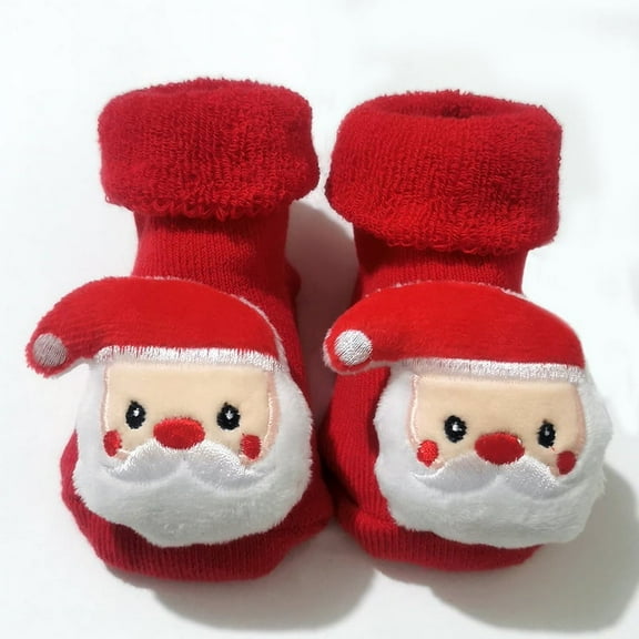 Baby Christms Slipper Socks, Winter Warm Non-Skid Grip Socks, Anti Skid Kids Newborn Soft Cute Cotton Santa Claus Reindeer Bear Toddler Socks
