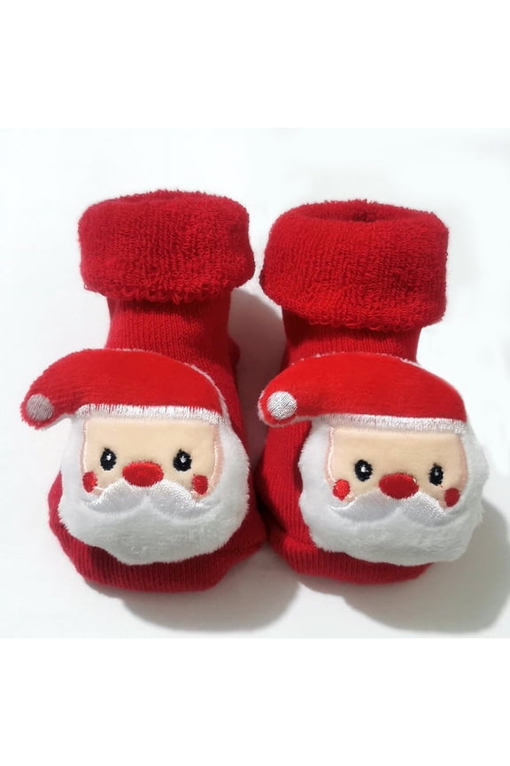 Baby Christms Slipper Socks, Winter Warm Non-Skid Grip Socks, Anti Skid Kids Newborn Soft Cute Cotton Santa Claus Reindeer Bear Toddler Socks