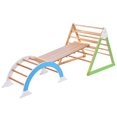 thumbnail image 1 of Baby Climbing Toys, Indoor Natural Wooden Climbing Triangle Toys with Climbing Arch Ramp, Outdoor Reversible Multifunction Montessori Playset for Toddlers, Kids, Primary, Natural, 1 of 7