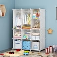 thumbnail image 1 of Baby Closet,Dresser, Kids Closet Organizers, Portable Kids Wardrobe for Closet, Bedroom, Nursery, Cubby, Cabinet, Clothes, Dress, Baby Storage Shelf, Armoire Clothes Hanging (12 Cube, White), 1 of 9