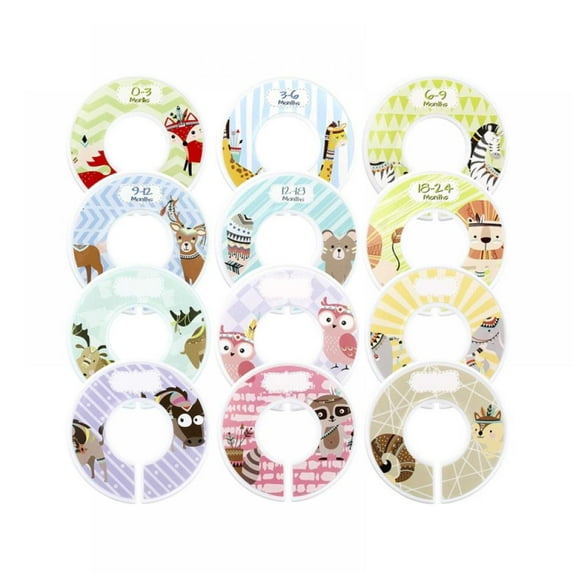 Baby Closet Size Dividers,Cute Nursery Clothes Organizer,Baby Closet Dividers from Newborn Infant to 24 Months,Baby Shower Set for Boys and Girls,12 Pack