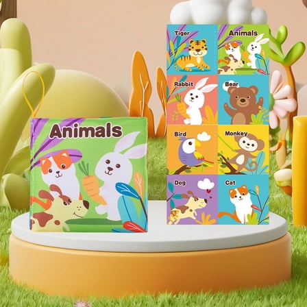 Baby Cloth Book with Crinkle Pages – Soft Sensory Fabric Learning Toy for Newborns Toddlers Tear Resistant Chew Safe Machine Washable Interactive Developmental Book