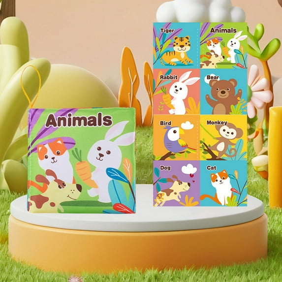 Baby Cloth Book with Crinkle Pages – Soft Sensory Fabric Learning Toy for Newborns Toddlers Tear Resistant Chew Safe Machine Washable Interactive Developmental Book