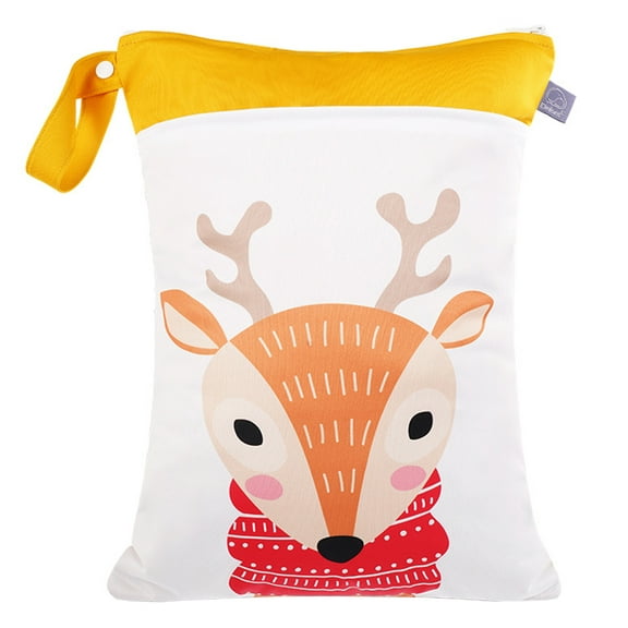 Baby Cloth Nappy Bag Reusable Waterproof Diaper Bag Washable Wet Dry Bag with 2 Zipper Daycare Travel Cartoon Storage Bag