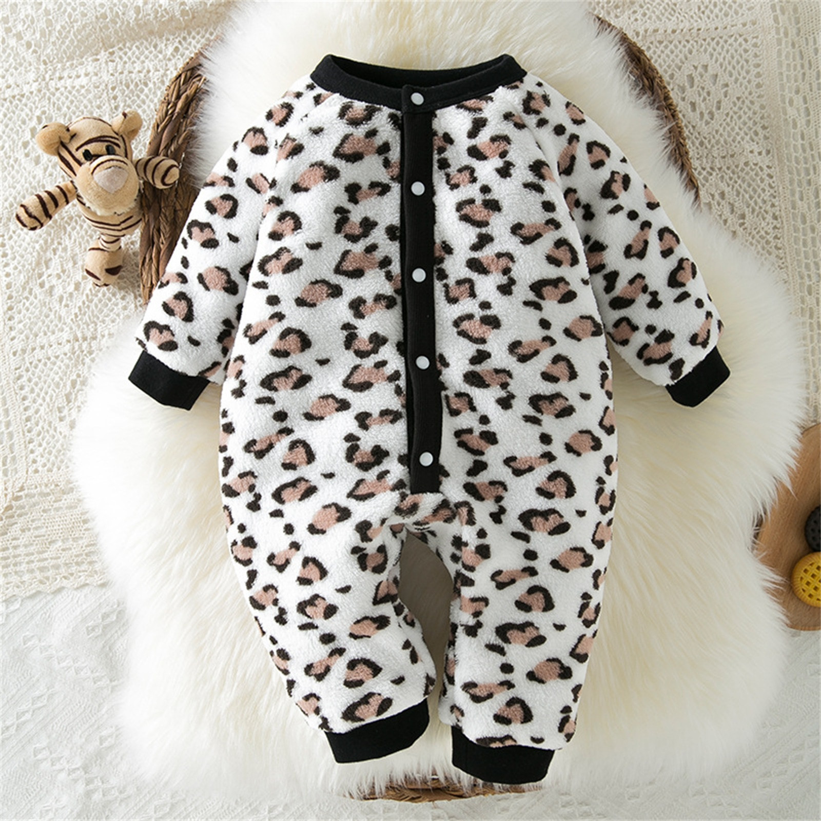Baby Clothes Baby Girl Clothes Ropa De Bebe Nio Baby Gear Newborn Girl ClothesOne-piece winter long-sleeved children solid colorWhite68