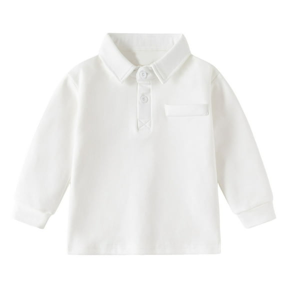 Baby Clothes Boy 12-18 Months Boys Brown Shirt Polo School Uniform Shirt with Long Sleeve for Boys and Girls Polo Shirt with Pocket White 3-4 Years