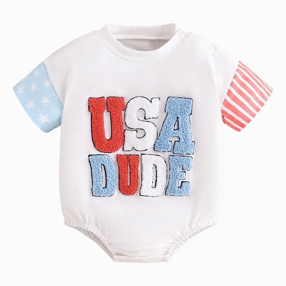 Baby Clothes Boy 4th of July Outfit Baby Boy USA Flag Short Sleeve Fourth of July Bodysuit First Independence Day 0 6 9 12 18 24 Months Kaprioy Kids Suits for Boys