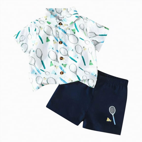 Baby Clothes Boy Boys Shorts Sets Kids Spring Summer Button Printed Short Sleeved Sports 6M 12M 18M 24M 3T 4T Tee & Set T Shirt 2PCS