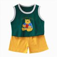 thumbnail image 1 of Baby Clothes Boy Boys Shorts Sets Kids Unisex Summer Cotton Round Neck Printed Sleeveless Sports 6M 12M 18M 24M 3T 4T Shirts & Crew Tank Tees+Shorts 2PCS, 1 of 5