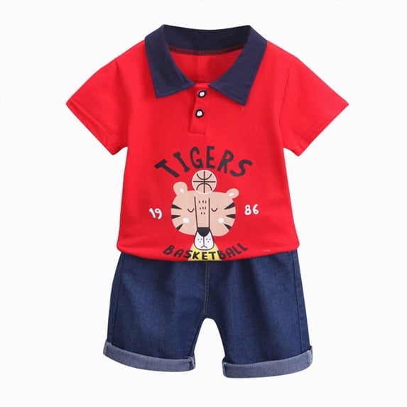 Baby Clothes Boy Boys Summer Children's Spring Cotton Cartoon Print Short Sleeved Casual 0 6 12 18 24 Months 2T 3T Sets Pjs Toddler Outfits 2-Piece Set