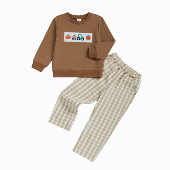 Baby Clothes Boy Girl Fall Winter Round Neck Long Sleeve Elastic Waist 1T 2T 3T 4T 5T Everyday Outfit Set 2 Piece
