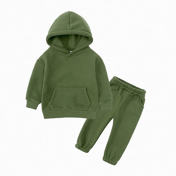 Baby Clothes Boy Girl Spring Fall Hooded Long Sleeve Pocket 1T 2T 3T 4T 5T Everyday Outfit Set 2PCS