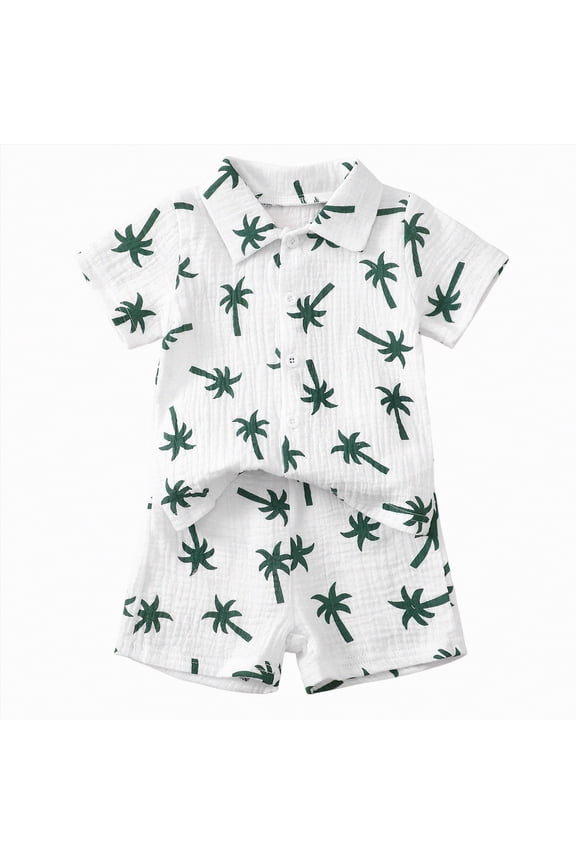 Baby Clothes Boy Kids Summer Cotton Soft Printed Sleeveless Beach 6 12 18 24Months 2T 3T Tank Tops And Shorts Set With Pockets 2-Piece