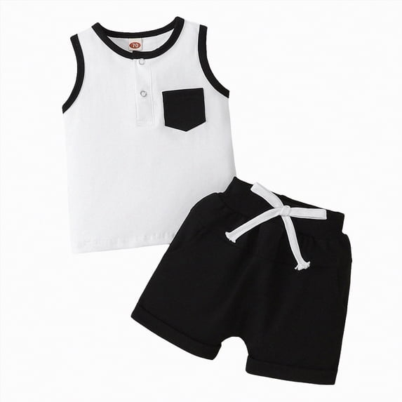 Baby Clothes Boy Outfits for Boys Kid Spring Summer Cotton Solid Print Short Sleeve Sports 3 6 12 18 24 Months 3T Children Clothing Set Suits Two Pieces