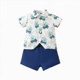 thumbnail image 1 of Baby Clothes Boy Toddler Boys Children's Spring Summer Button Down Printed Short Sleeved Sports 0 6 12 18 24 Months 2T 3T T Shirt Pullover Tops Shorts T-shirt with Elastic Waist 2-Piece Set, 1 of 8