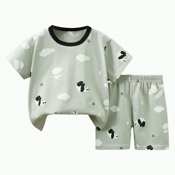 Baby Clothes Boy Toddler Boys Kids Summer Cotton Elastic Print Short Sleeve Sports 12 18 24 Month 3T 4T 5T Clothing Set Outfits 2-Piece