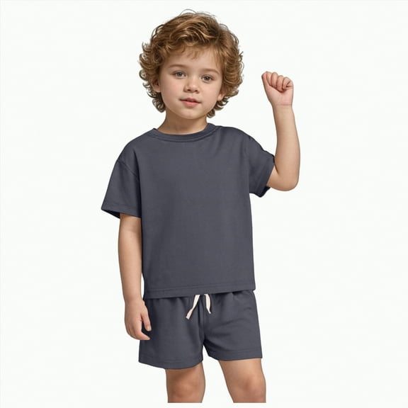 Baby Clothes Boy Toddler Boys Shorts CLothes Set Kids Spring Summer Cotton Loose Print Short-sleeved Running Suit 0 3 6 12 18 24 Months Tees and Hoodie Sweatshirt Tops 2PCS