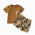 thumbnail image 1 of Baby Clothes Boy Toddler Kids Shorts Clothing Set Children's Spring Summer Cotton Round Neck Prints Short Sleeve Beach 0 6 12 18 24 Months 2T 3T Outfits Tops 2-Piece, 1 of 7