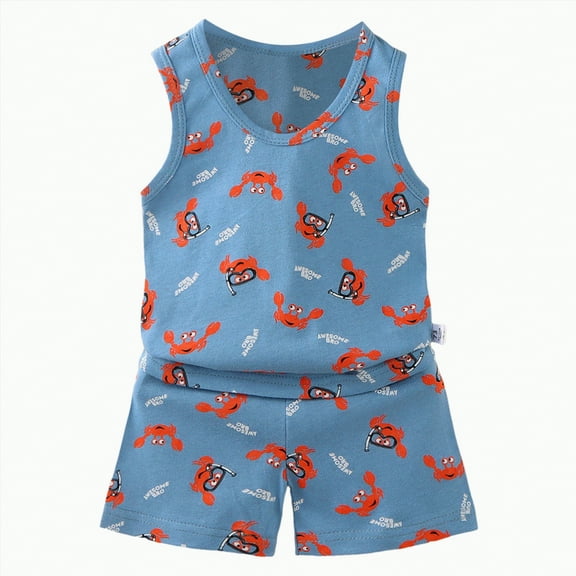 Baby Clothes Boy Toddler Outfits Summer Girls And Boys Kids Spring Cotton Round Neck Printed Short Sleeve Running Suit 0 6 12 18 24 Months 2T 3T Shorts Set T-shirt Tops Shorts School Wear 2 Piece