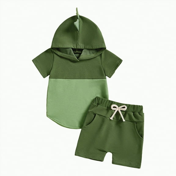 Baby Clothes Boy Toddler Summer Kids Color Block Printed Short Sleeved Running Suit 1t 2t 3t 4t 5t 6t T-Shirt and Shorts Set New Born for Twins Outfits 2PCS